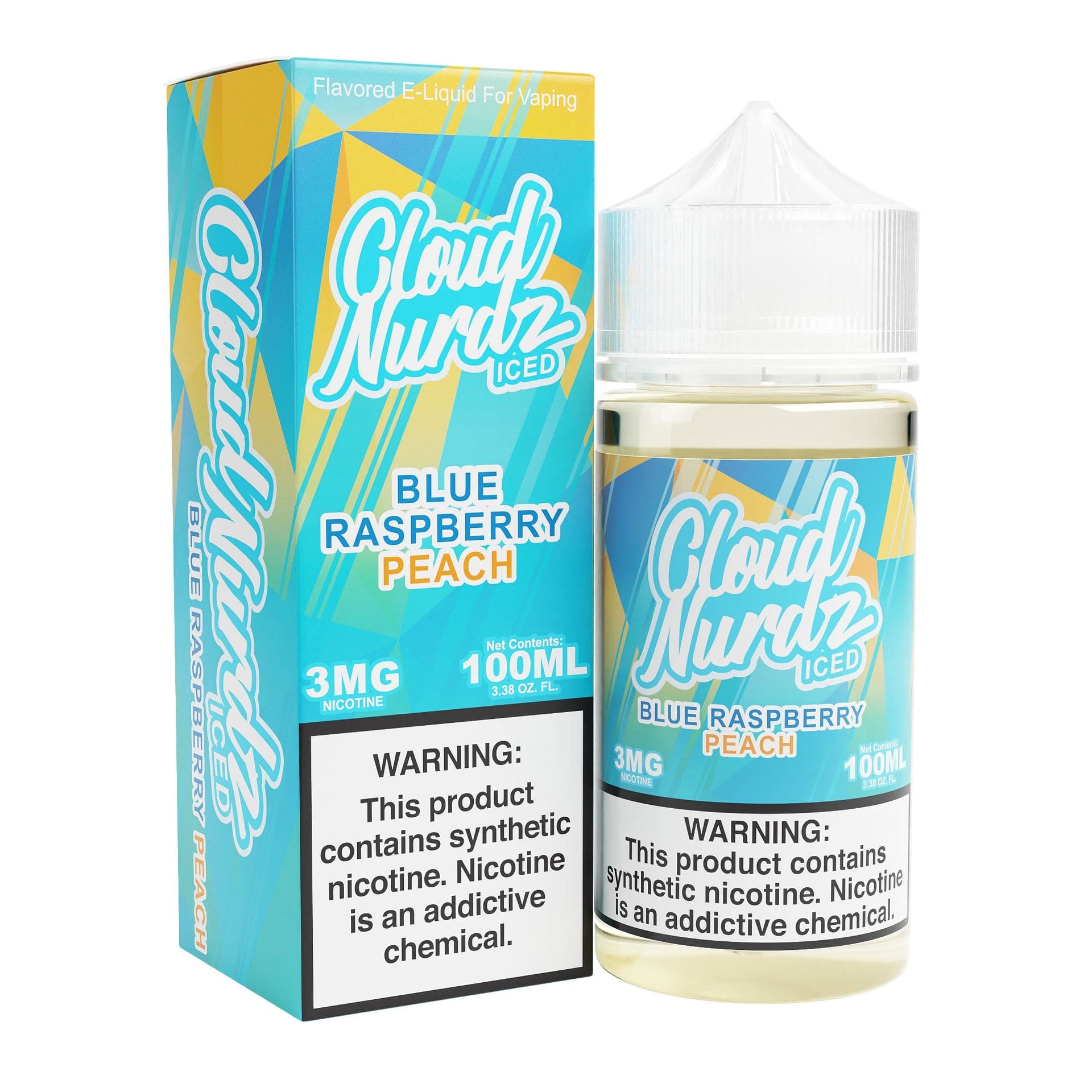 Iced Peach Blue Raspberry 100ml Synthetic Nic Vape Juice - Cloud Nurdz