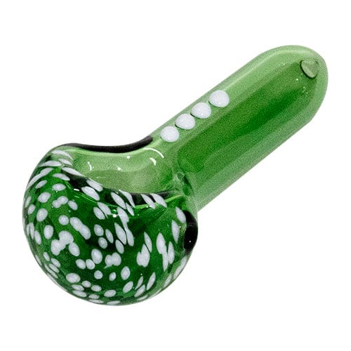 Diamond Glass Green Hand Pipe w/ White Accents