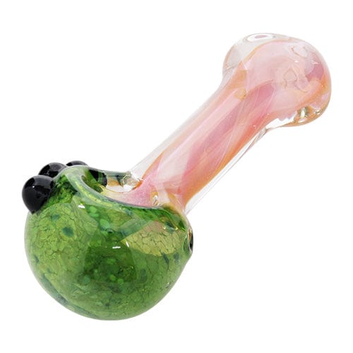 Pink & Green Fumed Glass Hand Pipe w/ Marble Accents