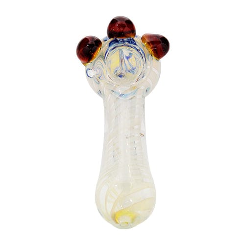 Silver Fumed Glass Hand Pipe w/ Marble Accents