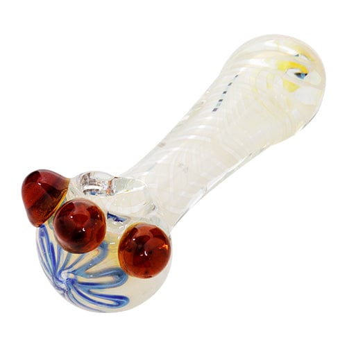 Silver Fumed Glass Hand Pipe w/ Marble Accents