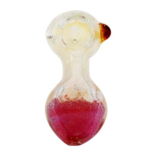 Silver Fumed Glass Hand Pipe w/ Pink & White Color