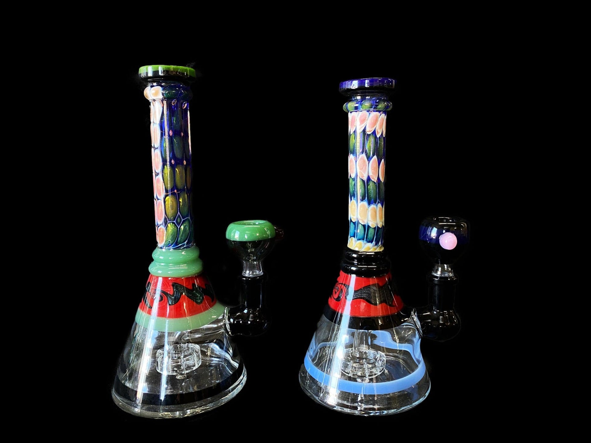 8.5" Handmade Glass Bong w/ Mini Showerhead Perc & Dichro Accents