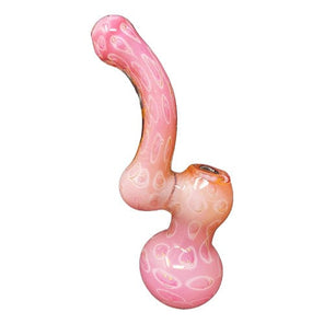 Himalayan Creation Alternatives Cheetah Pink Handmade Glass Bubbler w/ Accents