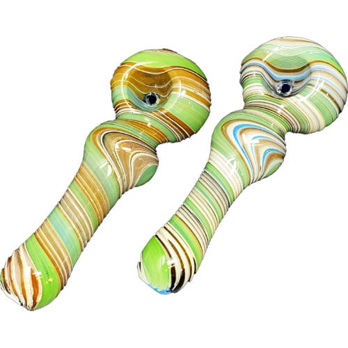 Colored Wig Wag Handmade Glass Spoon Pipe