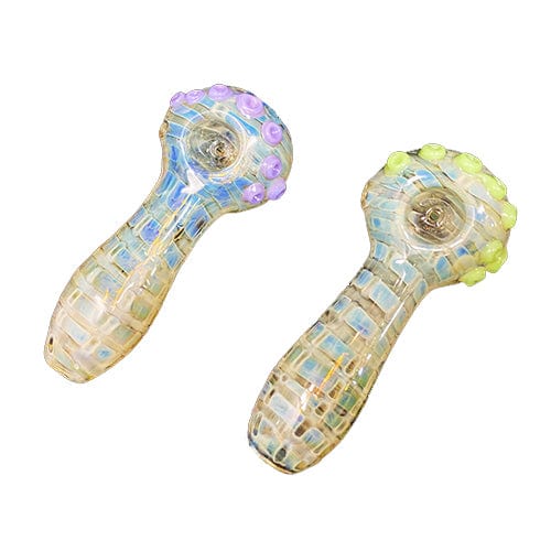 Fumed Handmade Glass Spoon Pipe w/ Colored Accents