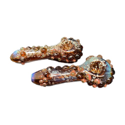 Handmade Glass Hand Pipe w/ Jeweled Accents