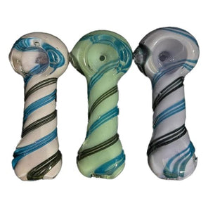 Himalayan Creation Alternatives Style 1 Colored Handmade Glass Hand Pipe w/ Swirl Pattern