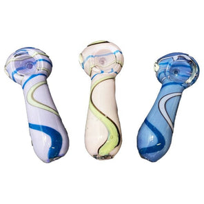 Himalayan Creation Alternatives Style 2 Colored Handmade Glass Hand Pipe w/ Swirl Pattern